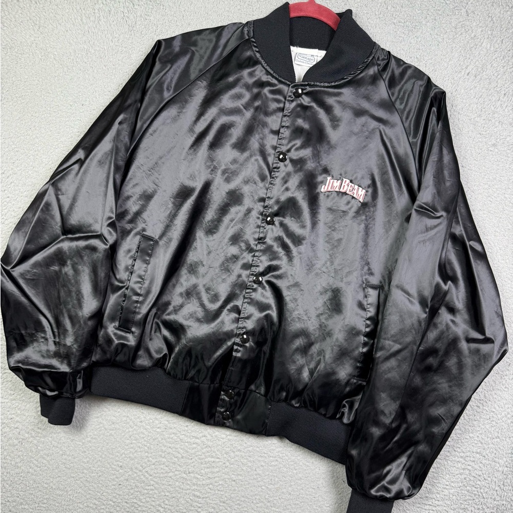 Vintage 90s Jim Beam alcohol satin bomber jacket